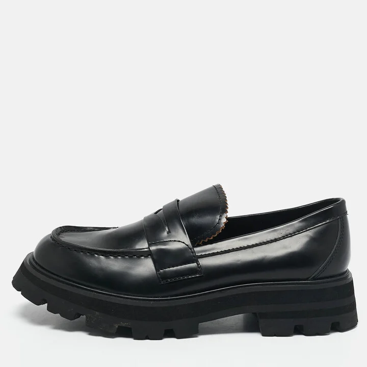 Alexander McQueen Black Leather Wander Loafers Size 37