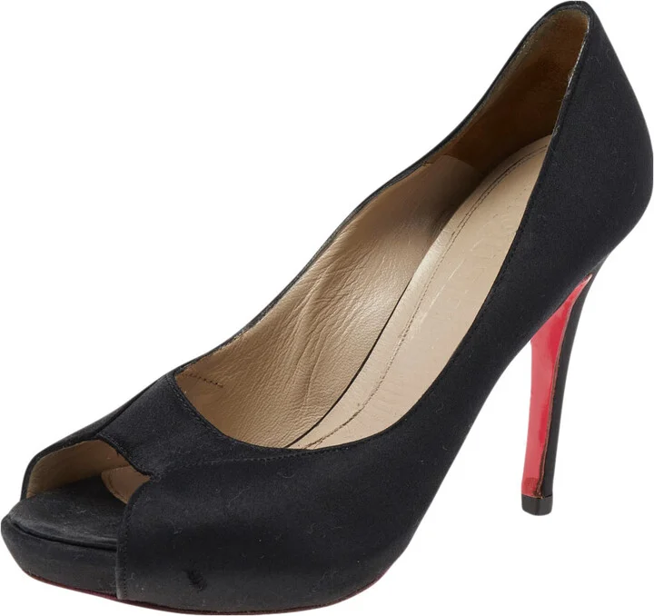 Alexander McQueen Black Satin Peep Toe Pumps Size 36