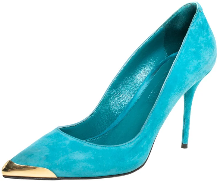 Alexander McQueen Blue Sued Pointed Toe Pumps Size 39.5