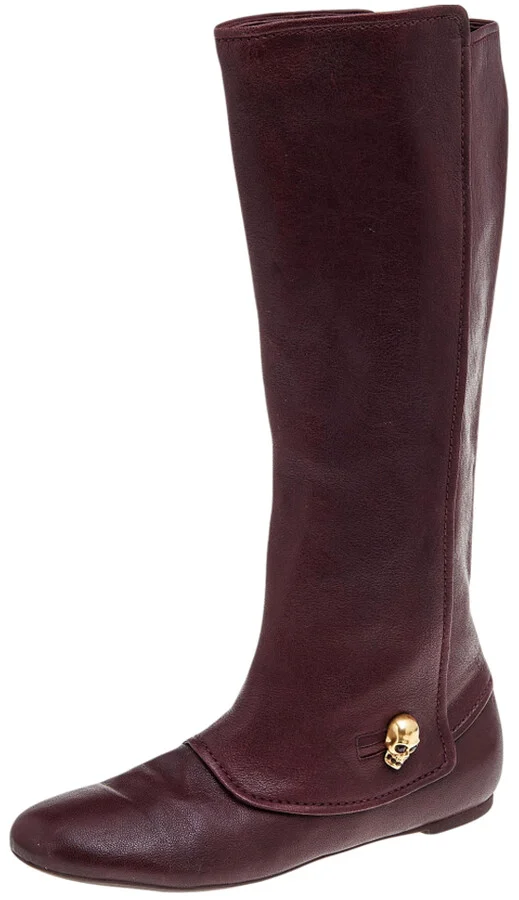 Alexander McQueen Brown Leather Knee Length Boots Size 40