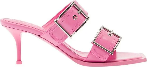 Alexander McQueen Buckle Detailed Slip-On Sandals