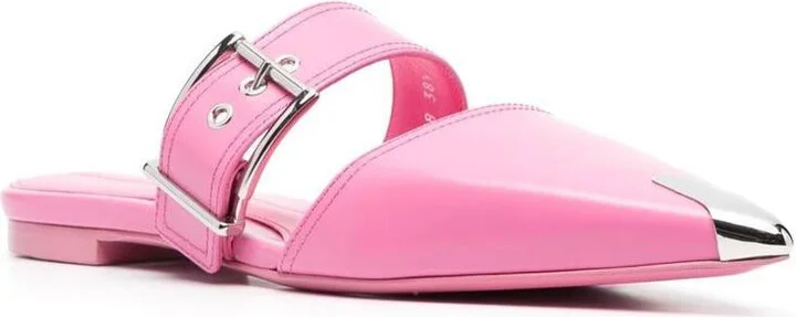 Alexander McQueen Buckled Leather Mules - Image 4