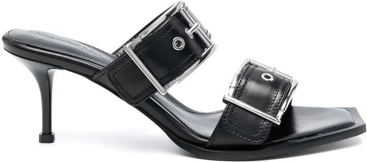 Alexander McQueen Buckled Leather Mules