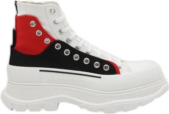 Alexander McQueen Colour-Block Lace-Up Boots