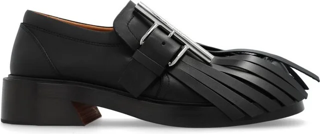 Alexander McQueen Cross-Bar Frinfed Loafers