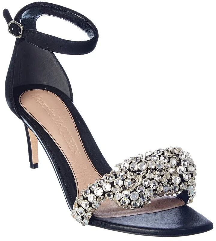Alexander Mcqueen Crystal Embellished Suede Sandal