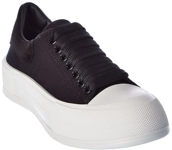 Alexander Mcqueen Deck Plimsoll Canvas & Suede Sneaker