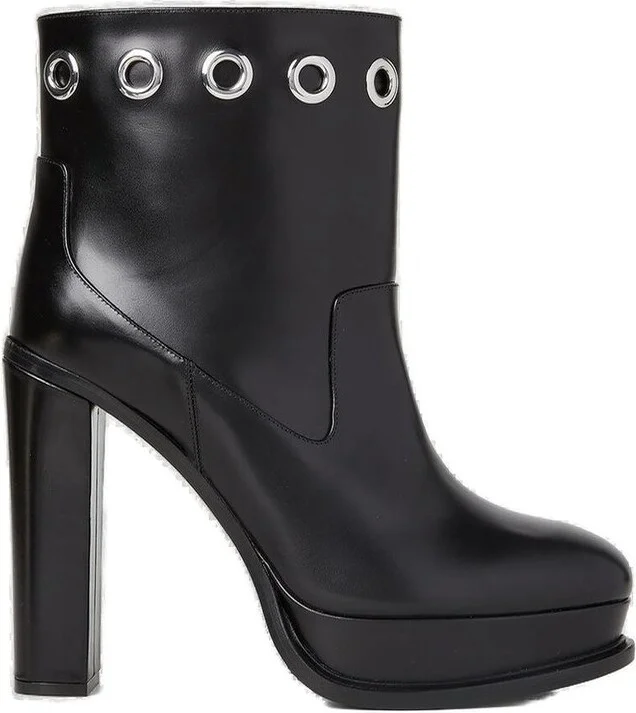 Alexander McQueen Eyelet Detailed Platform Boots