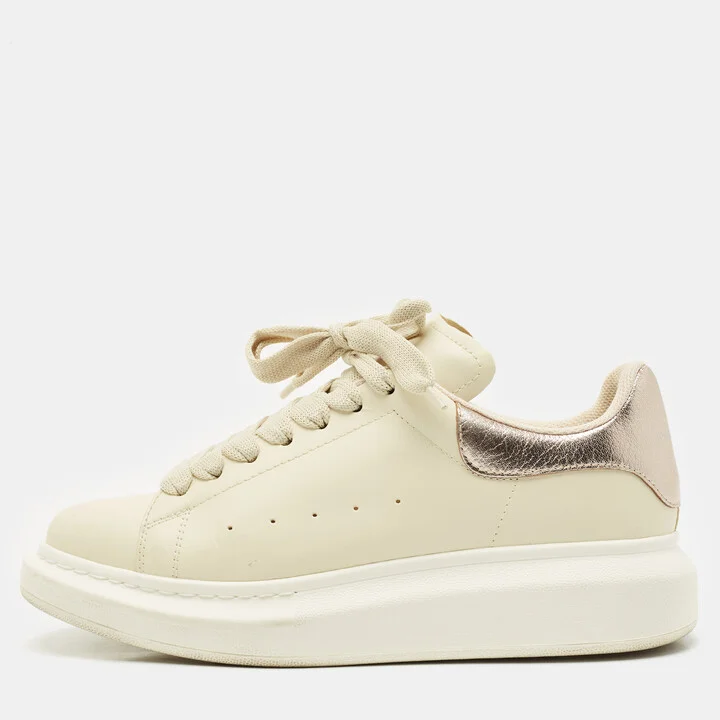 Alexander McQueen Grey Leather Oversized Lace Up Sneakers Size 39