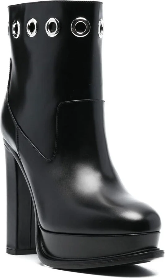 Alexander McQueen Leather Heel Ankle Boots - Image 4