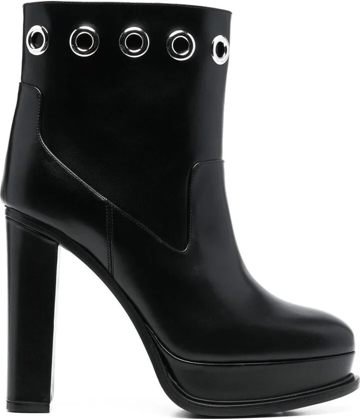 Alexander McQueen Leather Heel Ankle Boots