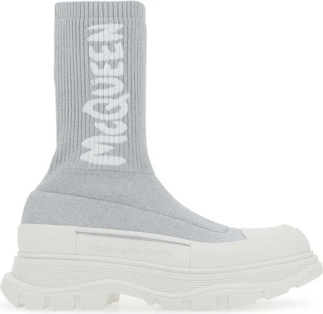 Alexander McQueen Logo Printed Slip-On Boots