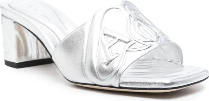 Alexander McQueen Metallic Leather Heel Sandals - Image 2