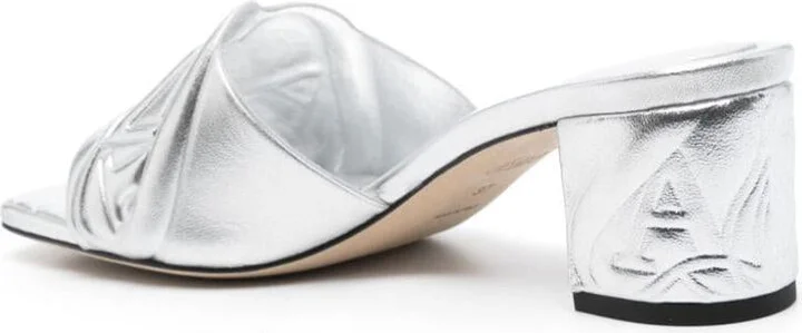 Alexander McQueen Metallic Leather Heel Sandals - Image 3