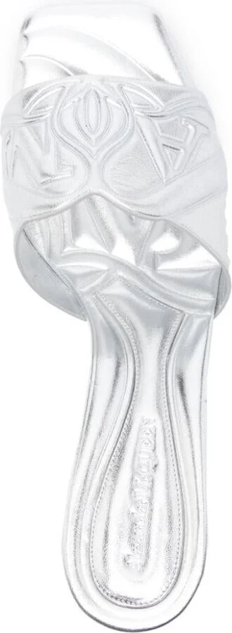 Alexander McQueen Metallic Leather Heel Sandals - Image 4