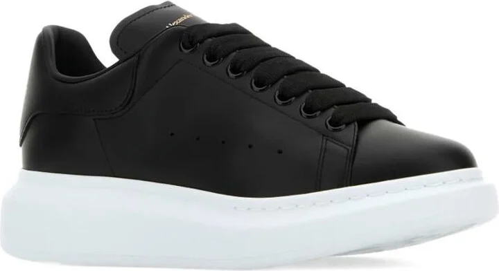Alexander McQueen Oversized Black Leather Sneakers With Contrasting Platform - Image 2