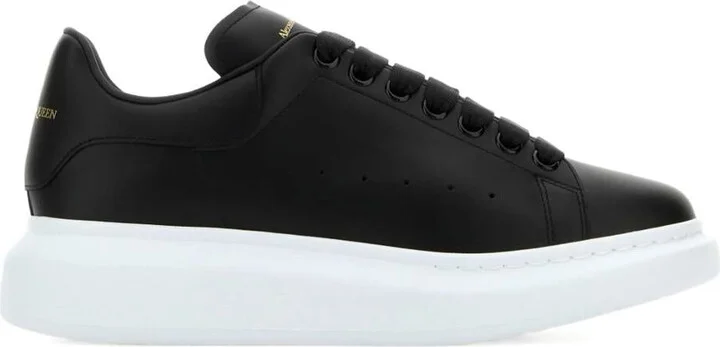 Alexander McQueen Oversized Black Leather Sneakers With Contrasting Platform
