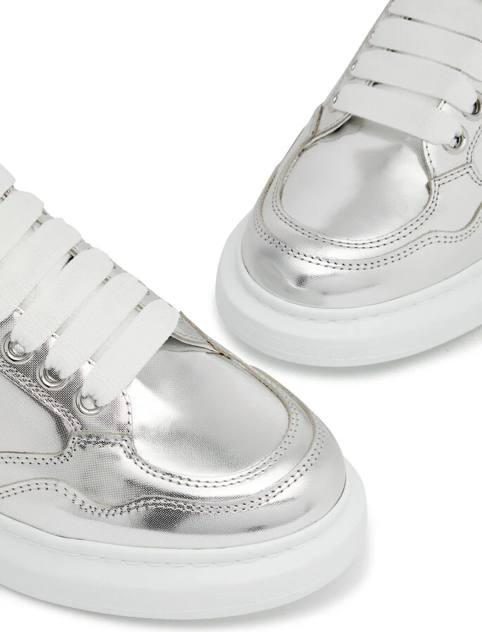 Alexander Mcqueen Oversized Metallic Leather Sneakers - Image 3