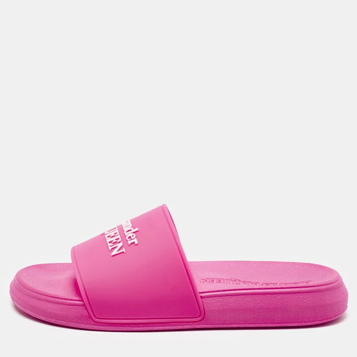 Alexander McQueen Pink Rubber Pool Slides Size 37