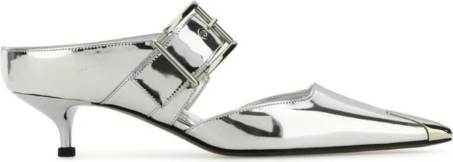 Alexander McQueen Pointed-Toe Buckle-Detailed Mules