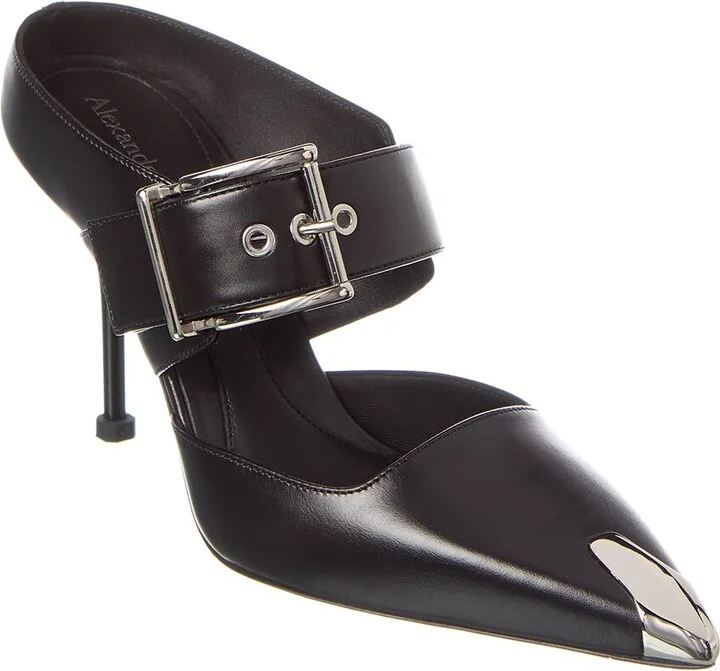 Alexander Mcqueen Punk Buckle Leather Mule