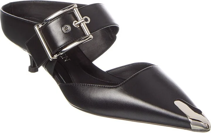 Alexander Mcqueen Punk Buckle Leather Mule