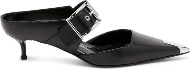 Alexander McQueen Punk Buckle Pointed Toe Mules