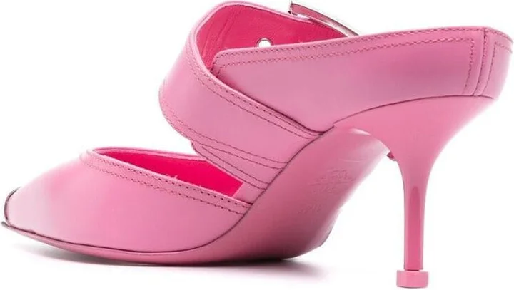 Alexander McQueen Punk Buckled Leather Mules - Image 2