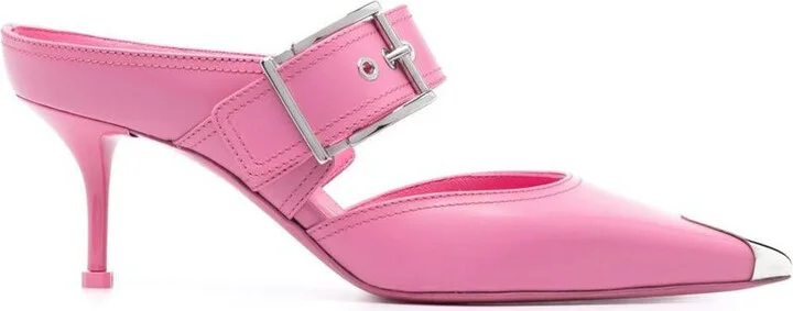 Alexander McQueen Punk Buckled Leather Mules
