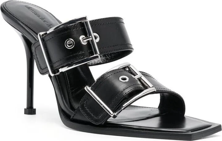 Alexander McQueen Punk Double Buckle Leather Sandals - Image 2