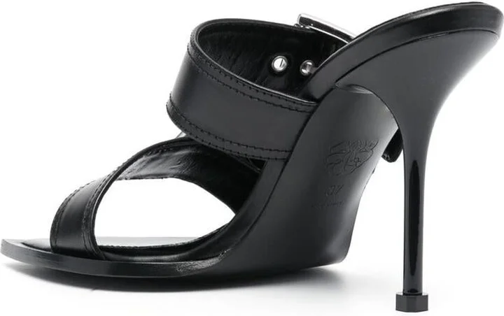Alexander McQueen Punk Double Buckle Leather Sandals - Image 3