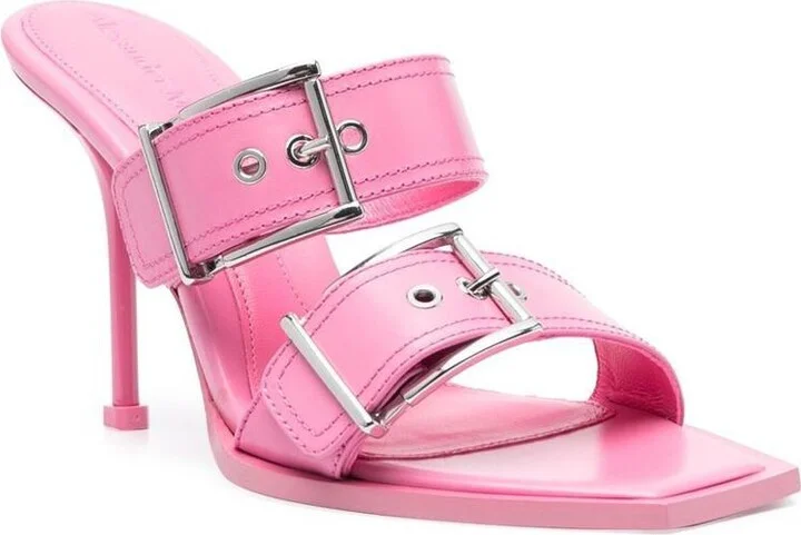 Alexander McQueen Punk Double Buckle Leather Sandals - Image 2