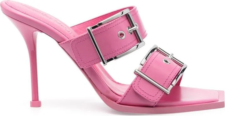 Alexander McQueen Punk Double Buckle Leather Sandals