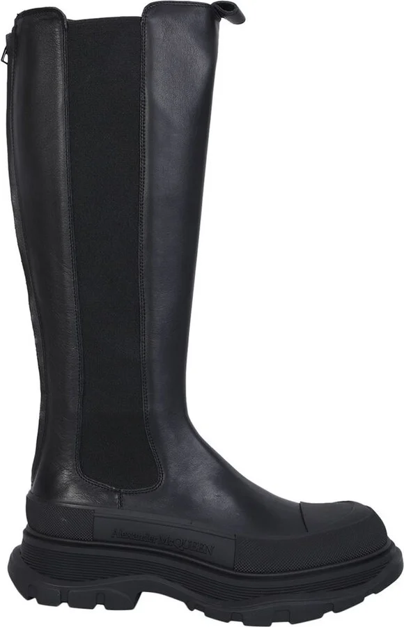 Alexander McQueen Round-Toe Knee-High Boots