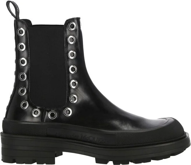 Alexander McQueen Stack Chelsea Eyelet Detailed Boots