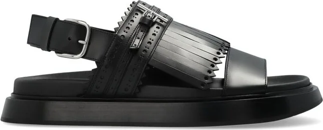 Alexander McQueen T-Bar Fringed-Detail Sandals