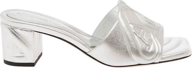 Alexander McQueen The Seal Emboosed Metallic Sandals