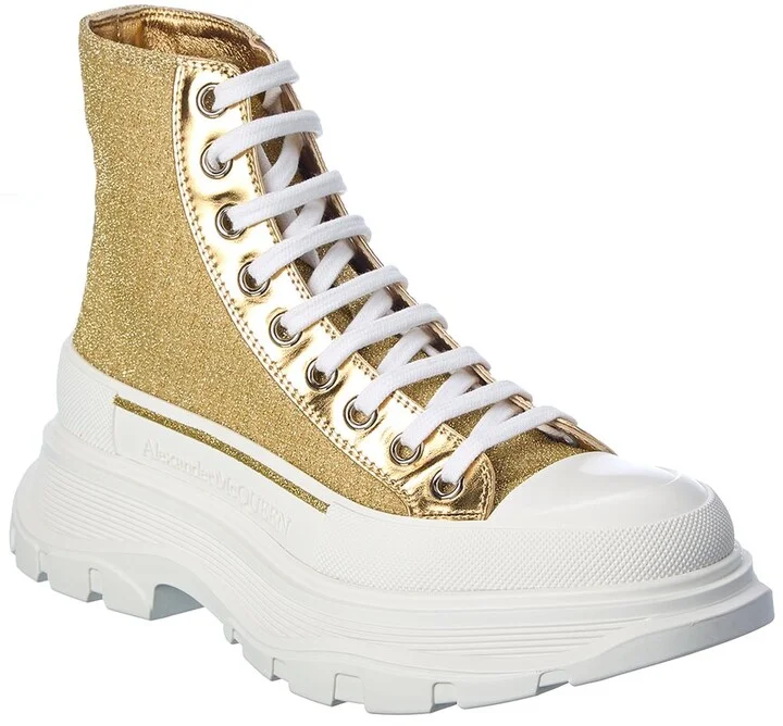 Alexander Mcqueen Tread Slick Glitter & Leather Boot