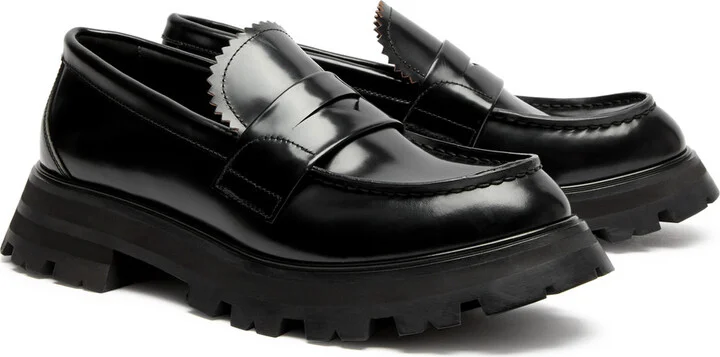 Alexander Mcqueen Wander Glossed Leather Penny Loafers - Image 2