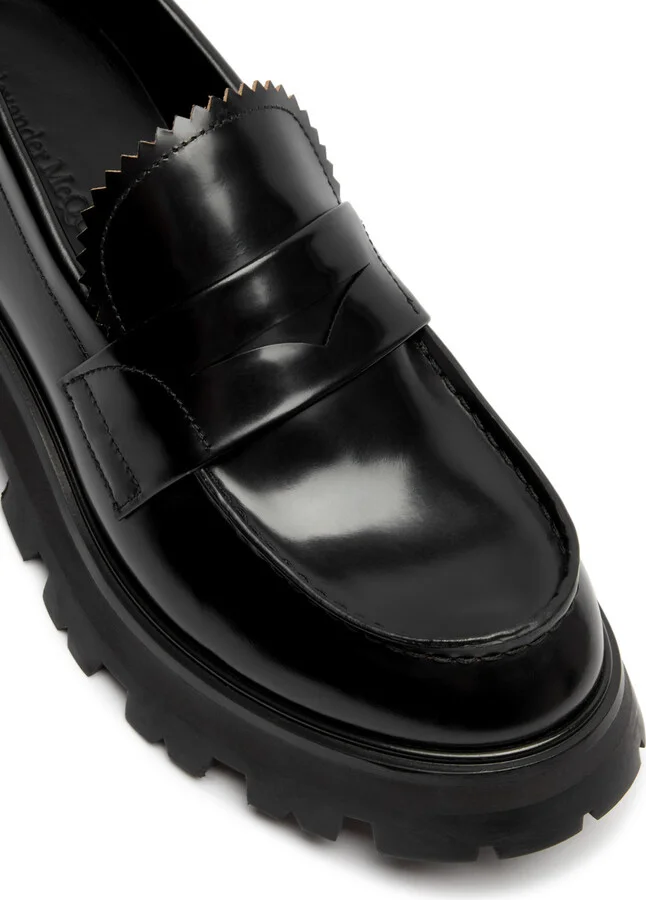 Alexander Mcqueen Wander Glossed Leather Penny Loafers - Image 4