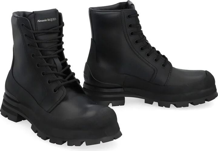 Alexander McQueen Wander Leather Lace-Up Boots - Image 3