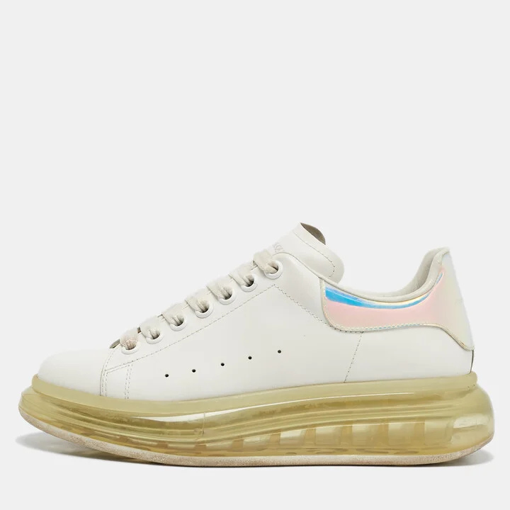 Alexander McQueen White/Iridescent Leather Oversized Sneakers Size 39