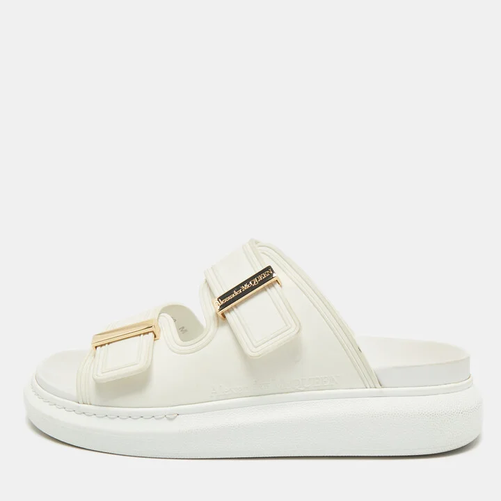 Alexander McQueen White Rubber Hybrid Chelsea Flat Sandals Size 38
