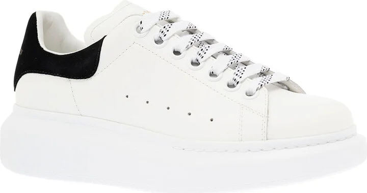 Alexander Mcqueen Woman's Oversize White Leather Sandals With Back Velvet Heel Tab