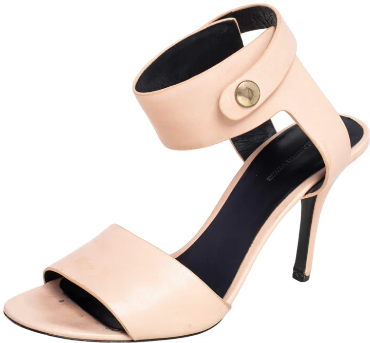 Alexander Wang Beige Leather Button Detail Ankle Cuff Sandals Size 40