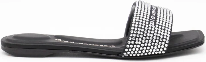Alexander Wang Black And Silver Leather Sandals