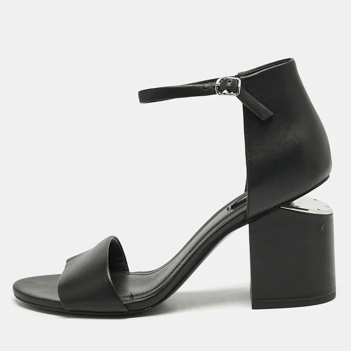 Alexander Wang Black Leather Abby Ankle Strap Sandals Size 40