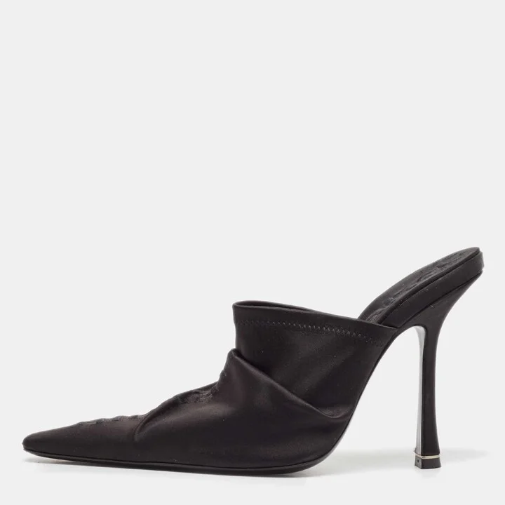 Alexander Wang Black Satin Pointed Toe Mules Size 40
