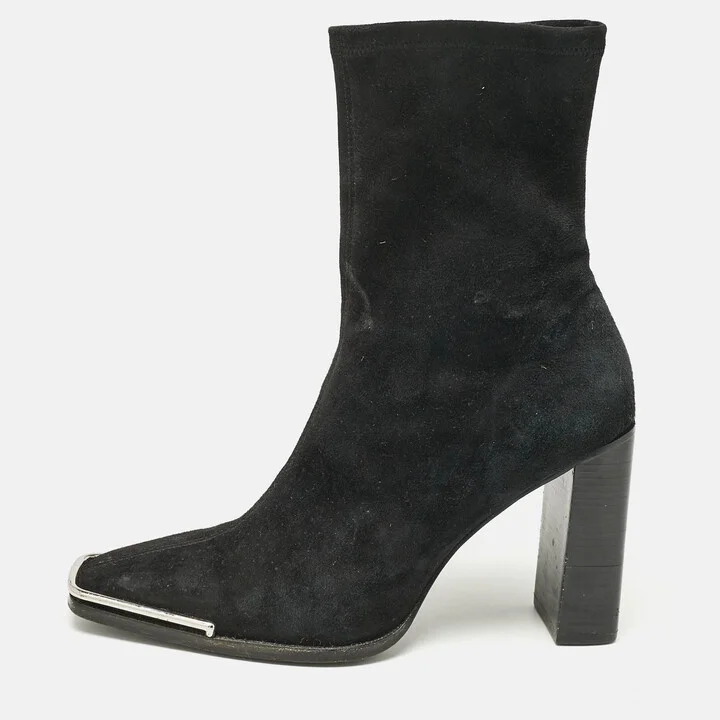 Alexander Wang Black Suede Gabi Ankle Length Boots Size 38