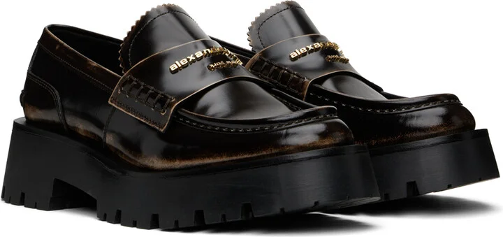 Alexander Wang Brown Carter Mid-Heel Lug Loafers - Image 4